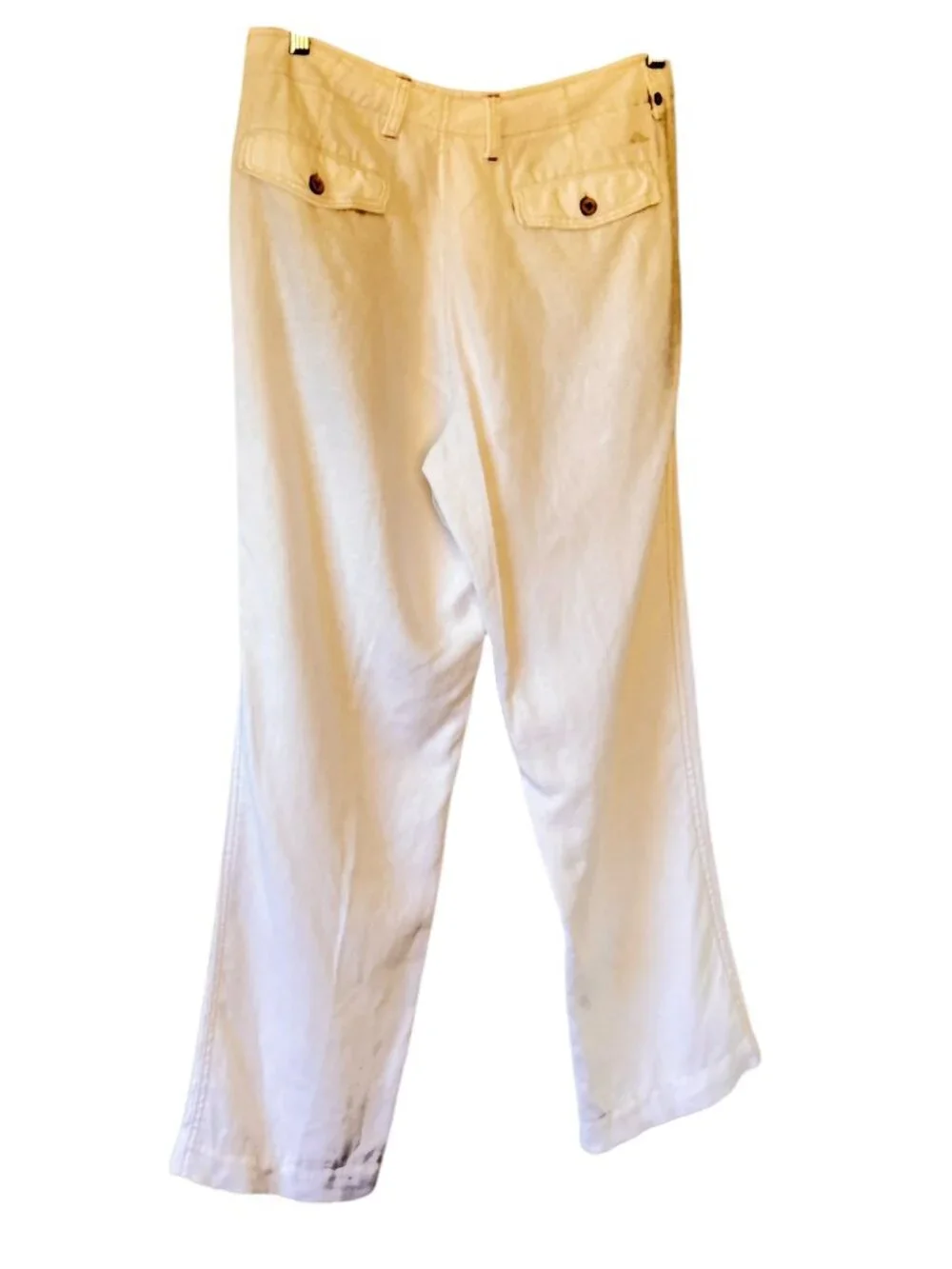 Tommy Bahama Mens Relax Linen Pants Flat Front Brown Trim 5 Pocket 33 in Waist